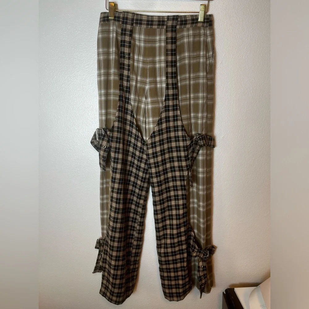 NWT The Ragged Priest Slam Wide Leg Trousers with Woven Check Multi Size 8 - Picture 9 of 10